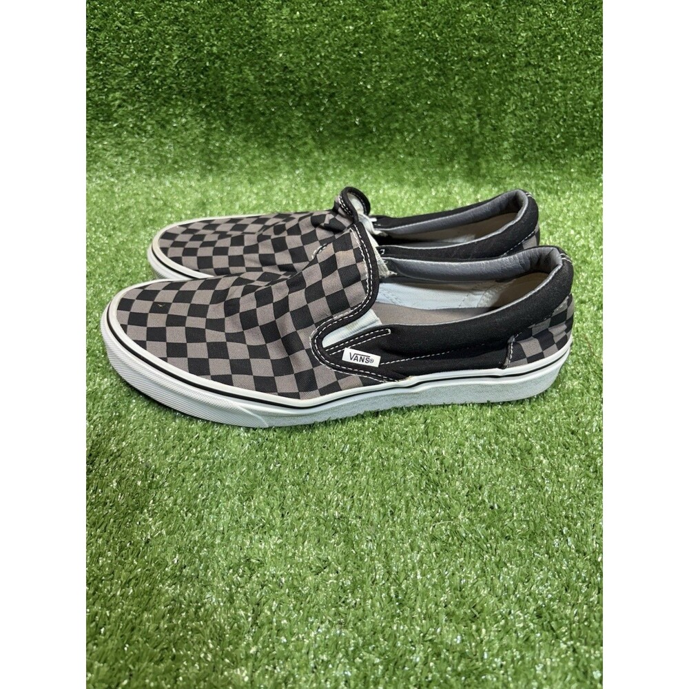 VANS Classic Slip-On Checkerboard Black/Gray Low Top Slip-On Men's 10 Sneakers